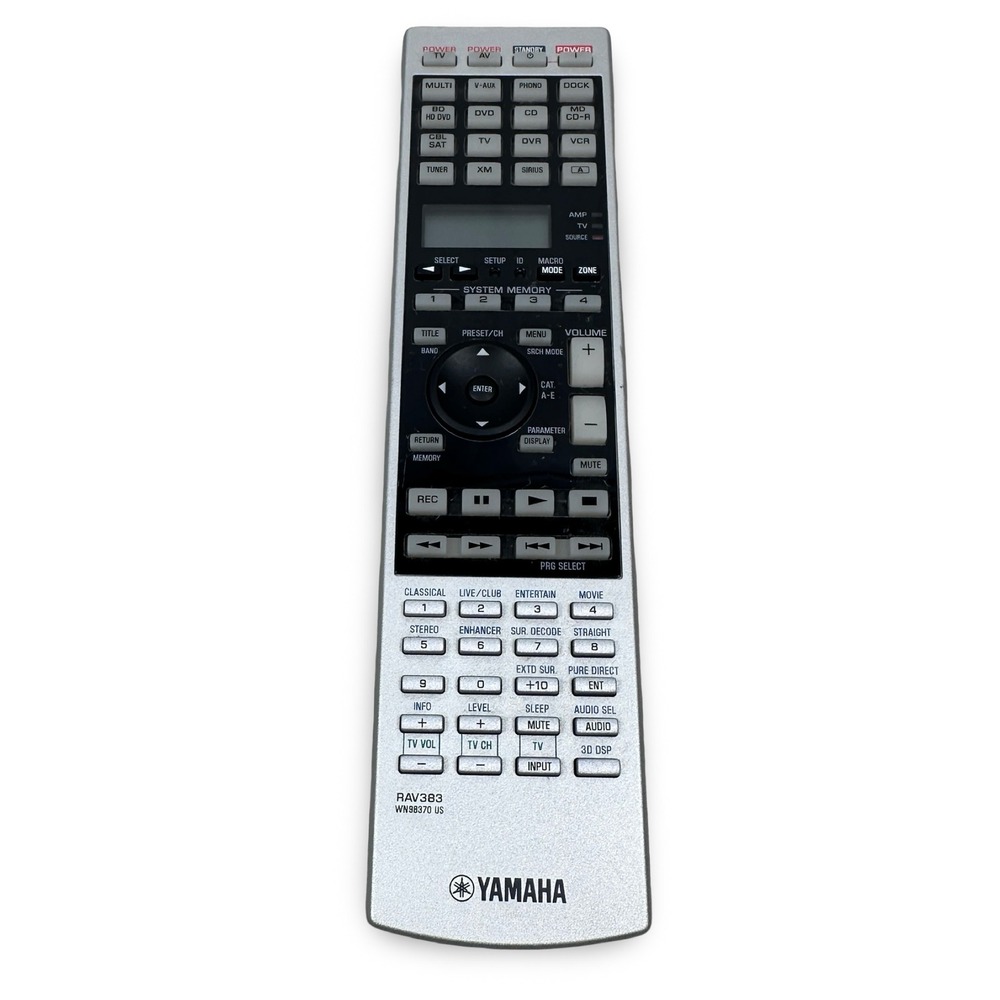 Yamaha RAV383 WN98370 US AV Receiver Remote Control Silver Gray LCD Display